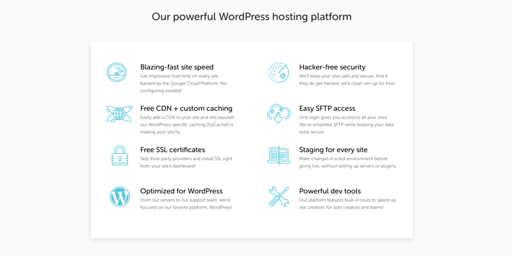 Flywheel WordPress website hosting features