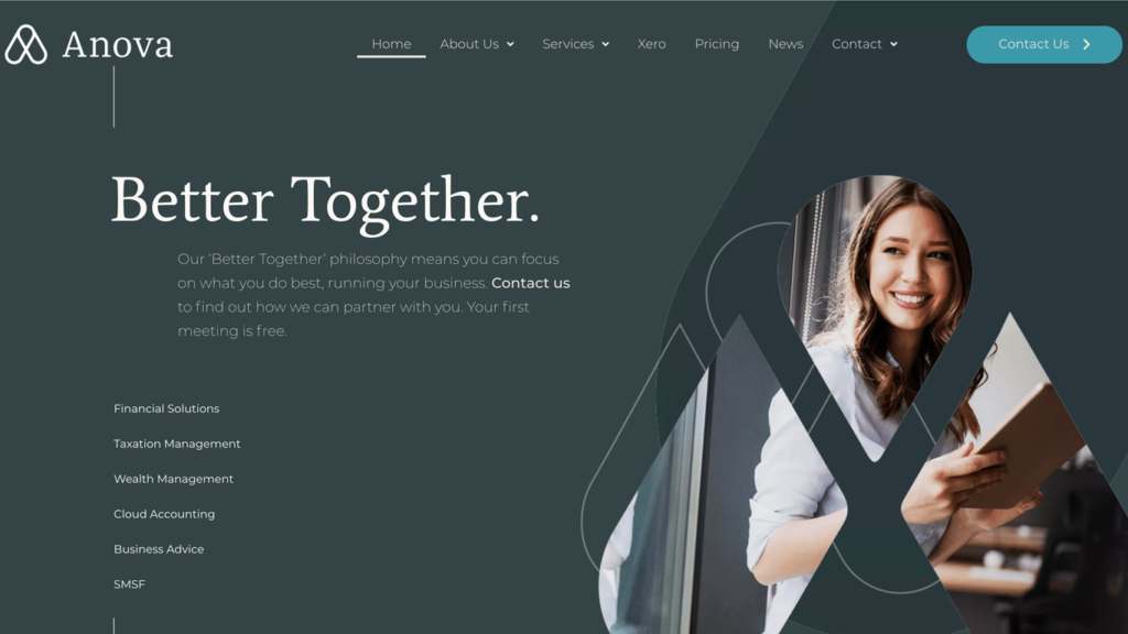 website design portfolio Anova Accountants