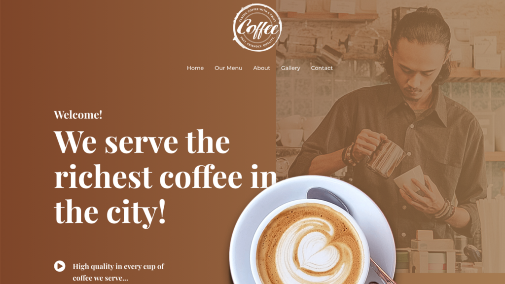 website design for a cafe