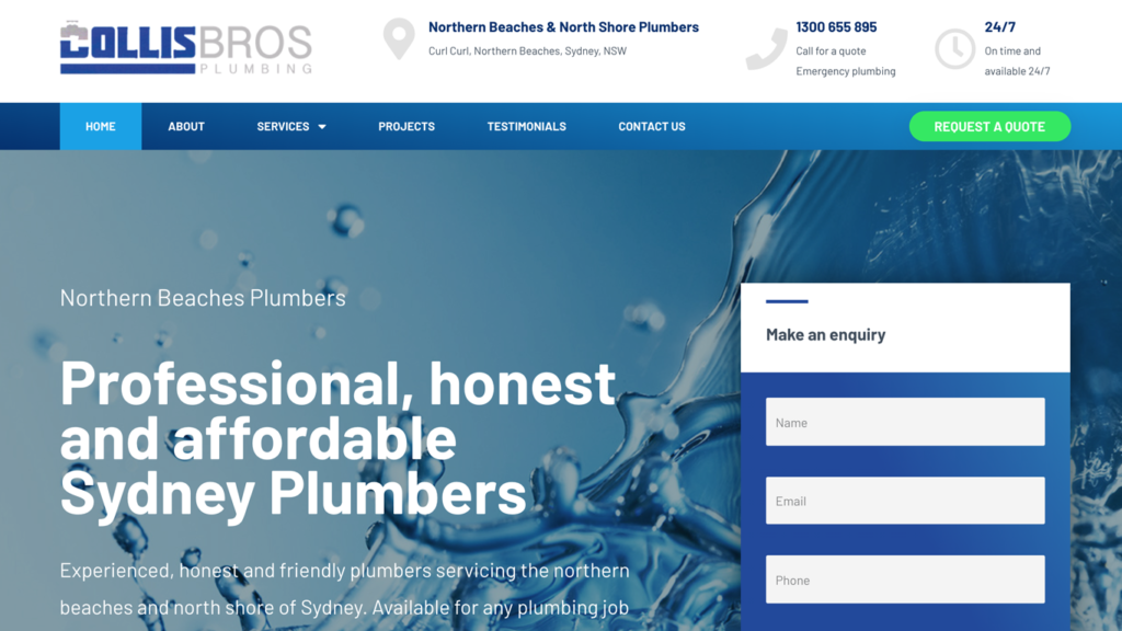 website design portfolio Collis Bros Plumbing