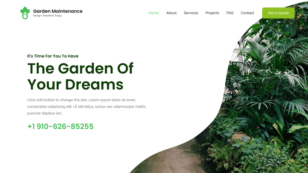 website design for a landscaper