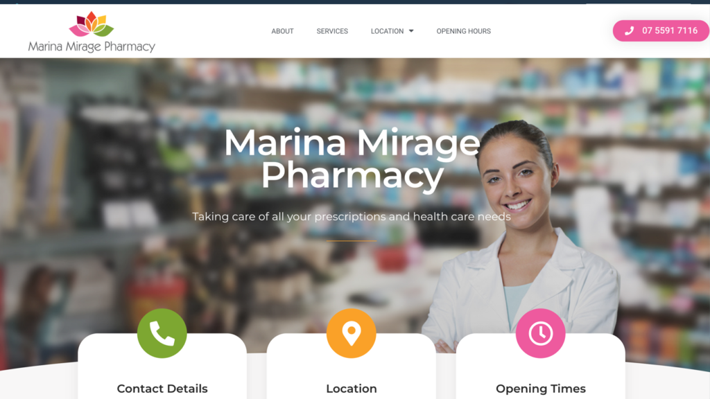 website design portfolio marina mirage pharmacy